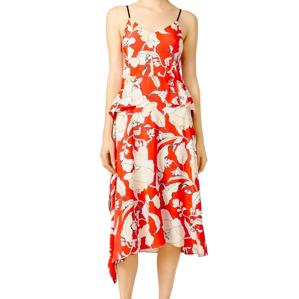DEREK LAM 10 CROSBY SLEEVELESS PEPLUM DRESS - FLAMENCO
